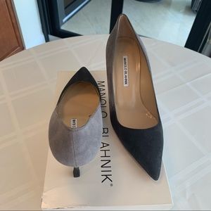 Manolo Blahnik Two-toned Grey/Black pump-Size 39.  3 inch heel. NEVER WORN!
